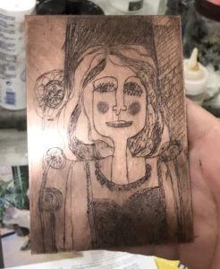 Plancha grabada por electrólísis y entintada